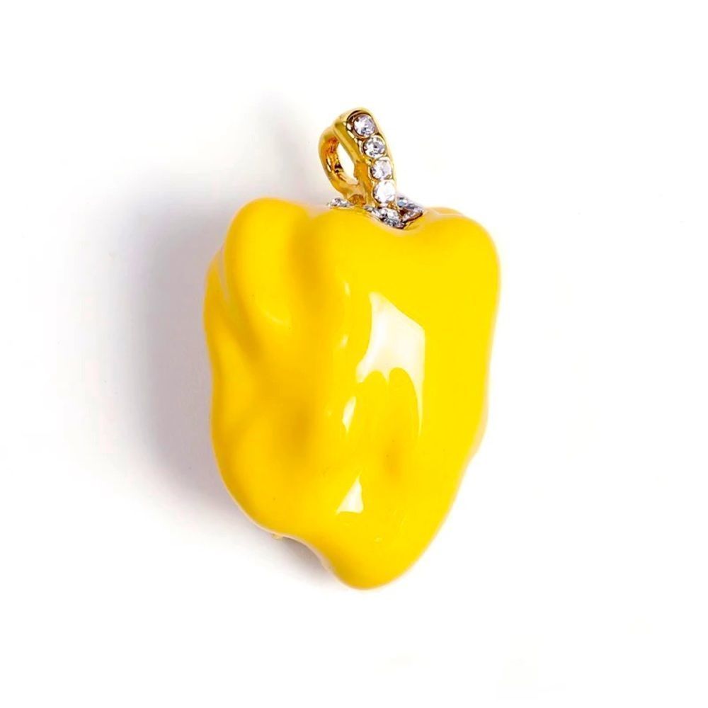 Yellow Enamel Crystal Chilli Pepper Brooch 35$